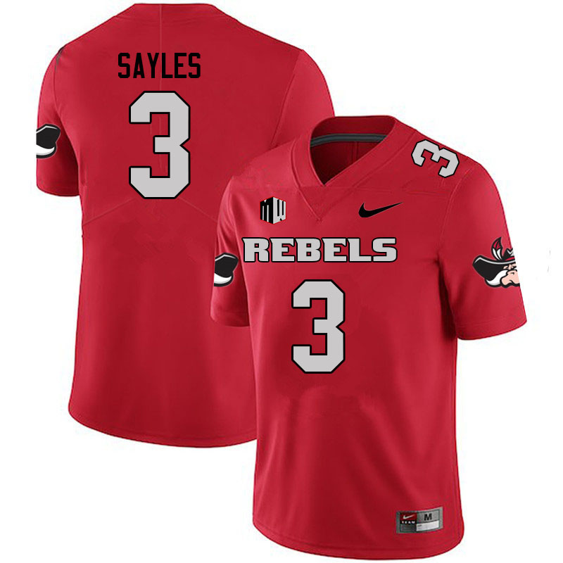 Men #3 Isaiah Sayles UNLV Rebels College Football Jerseys Sale-Scarlet